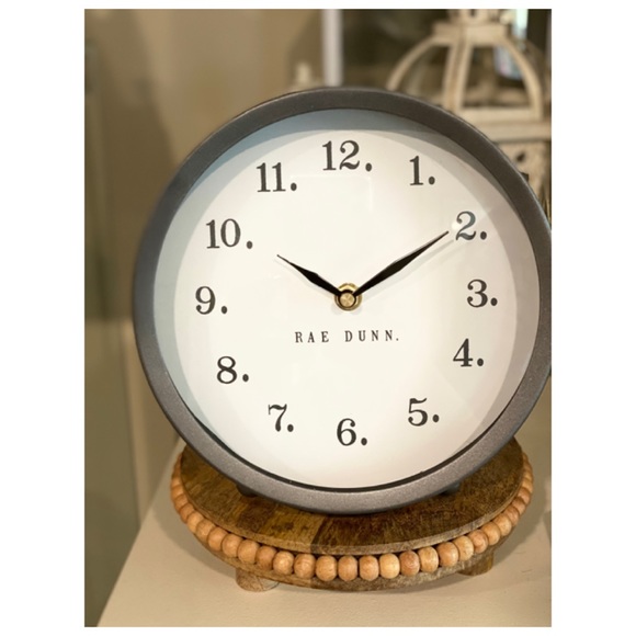 Rae Dunn Gray Round Clock 8” Diameter With Kickstand